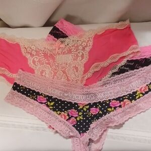 NWOT Cheeky Lace Trimmed Pink and Black Floral Panties